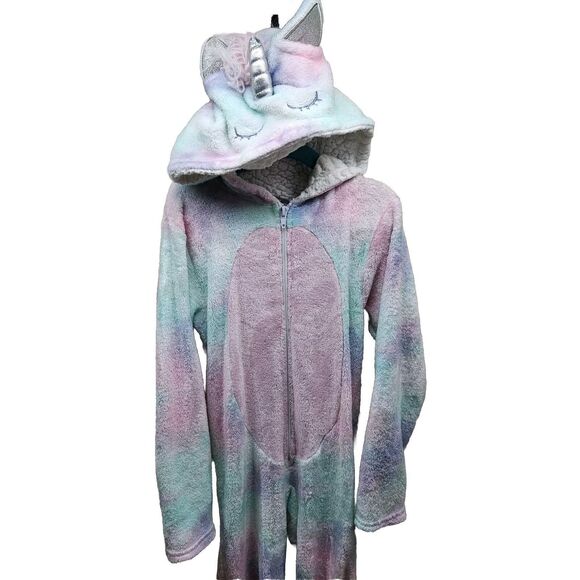 MODERN KIDS Girls Rainbow Unicorn Fleece Zip Up Body Suit Costume Pajama Size... - Picture 2 of 8